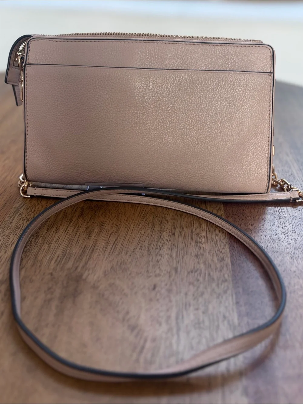 Tory Burch Blush Pink Pebbled Leather Crossbody Clutch Gold Hardware